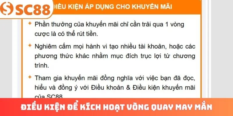 Điều kiện để kích hoạt vòng quay may mắn